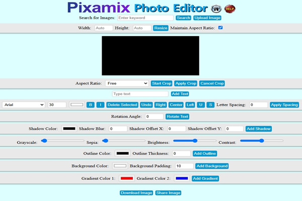 Pixamix Photo Editor Interface